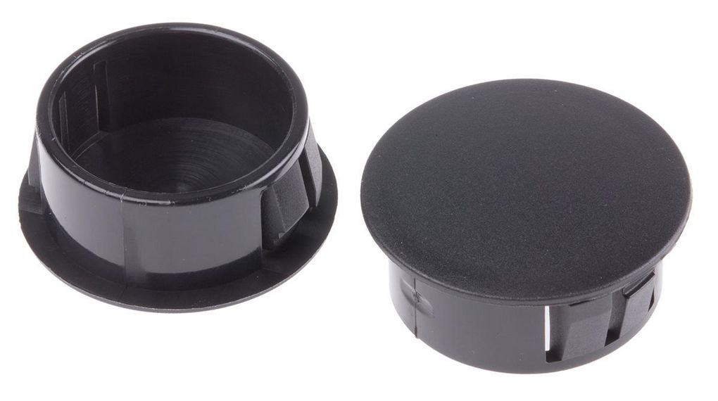 Blindpropp, 22.2mm, Polyamid, Svart, Paket med 100 delar